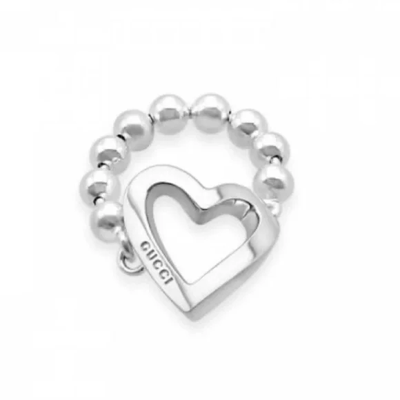 Gucci Silver Heart Beaded Toggle Ring - Picture 3 of 15